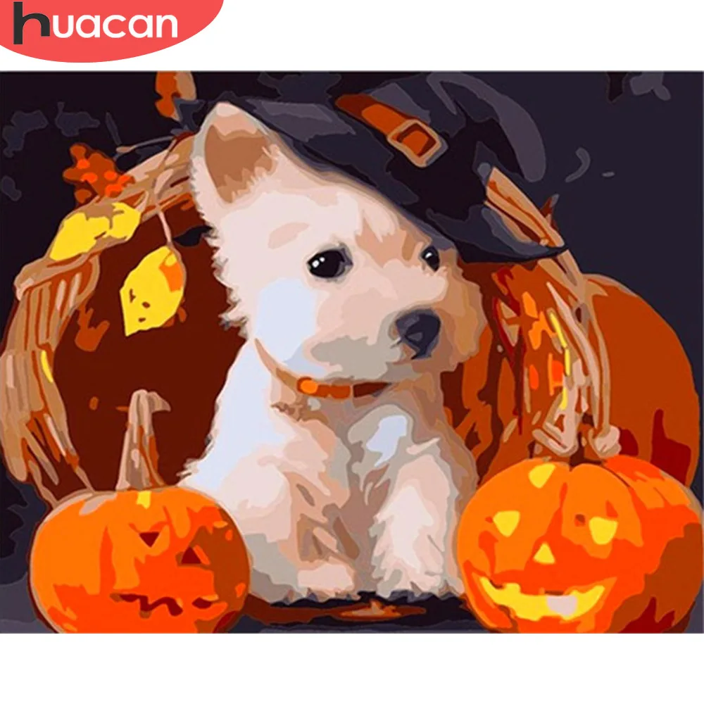 

HUACAN Coloring By Numbers Halloween Kits Drawing Canvas DIY Pictures Oil Painting Animal Hand Painted Gift Home Decor