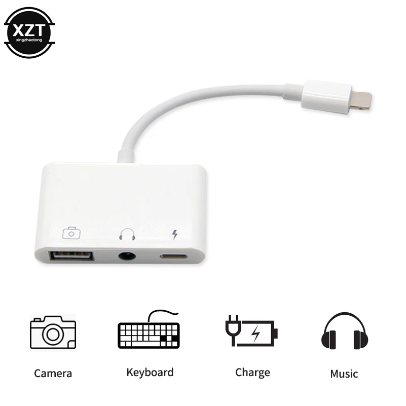 3 в 1 адаптер конвертер для Lightning до 3,5 мм аудио OTG USB 3,0 камера считыватель с зарядным портом для iphone XS XR iPad/iPod