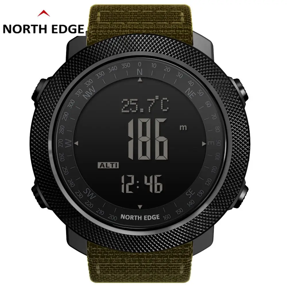 Часы North Edge мужские цифровые спортивные в стиле милитари с барометром