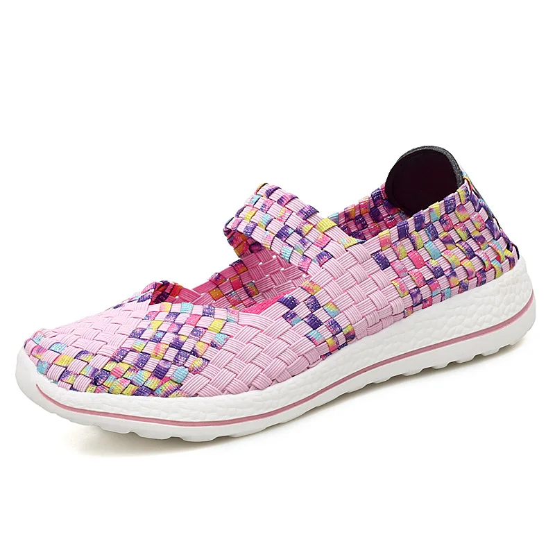 

Supply of Goods Summer Elastic Band Hand-knitted Shoes Lightweight Soft-Sole Casual Flat Maternity Shoes Mom Shoes