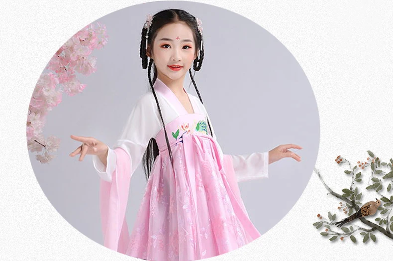 Одежда для танцев; платье принцессы Han Fu для дня рождения; платье для выступлений; платье Ципао с вышивкой; Традиционное детское свадебное вечернее платье