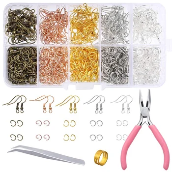 

1128 Pieces Earring Making Supplies Kit with Earring Hooks, Jump Rings, Pliers, Tweezers, Jump Ring Opener for Earrings Making a