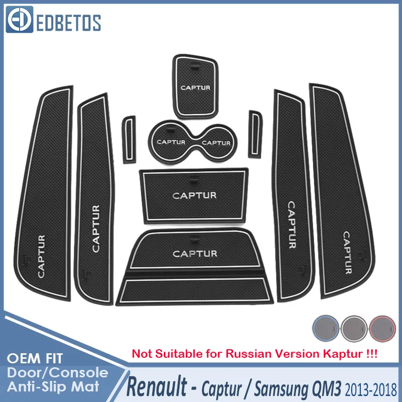Противоскользящий коврик для Renault Captur 2013 samsung QM3 Captur аксессуары, слот для ворот, противогрязная дверь - Название цвета: Captur 13-18 Blue