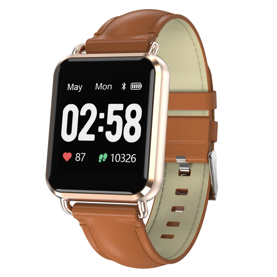 Умные часы для женщин android модный ремешок из натуральной кожи с ЭКГ пульсометром