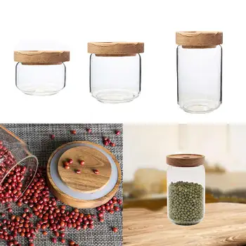 

Transparent Kitchen Storage Bottle Glass Canister Jars Sealed Cans with Cover Tea Leaf Coffee Beans Storage Container Bottle
