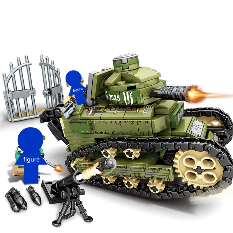  Empires Of Steel Series Military Renault FT-17 Tank Building Blocks Figure Bricks Model Educational