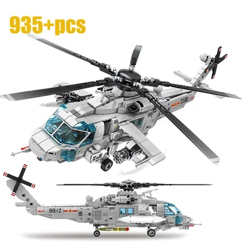 

WW2 Z-20 Helicopter Attack Building Blocks Aircraft Navy Armed Soldier Model Blocks Bricks Toys for Children Gift