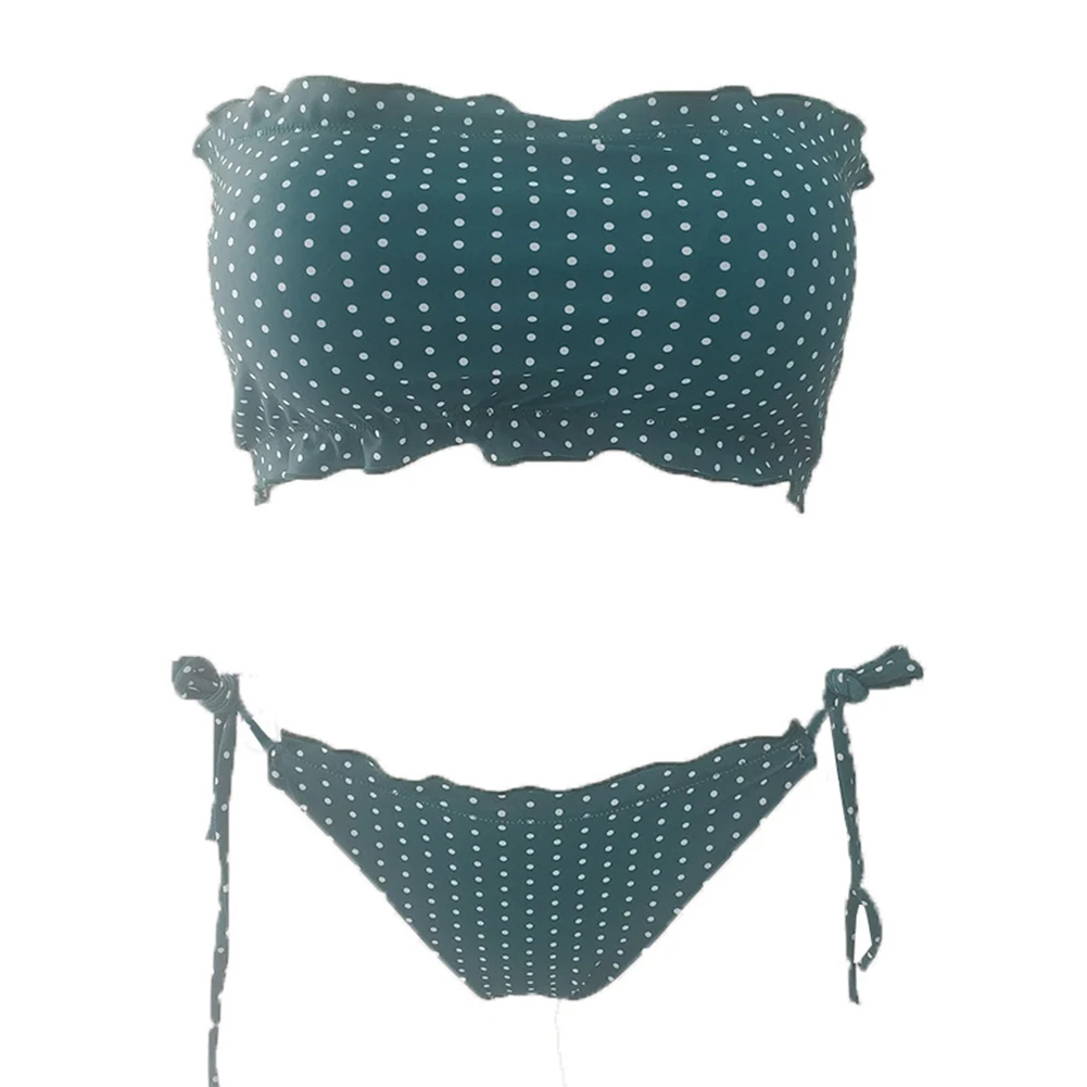 

Girls Summer Beachwear Seaside Women Sexy Tube Top Ladies Bikini Set Holiday Printed Soft Split Swimsuit Adults Fashion