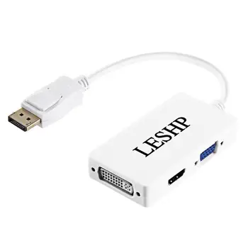 

White 1080P DP(Thunderbolt) Male to DVI/VGA/HDMI Female Adapter Converter Mini Displayport for MacBook