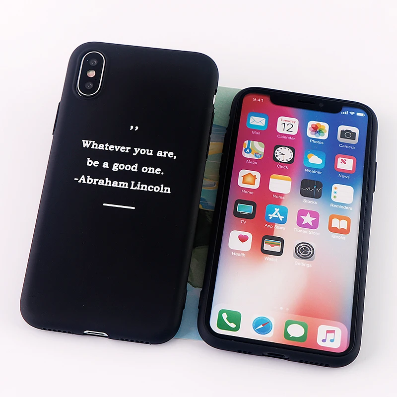 Чехлы для мобильных телефонов с забавными буквами для iPhone X XS MAX XR 8 7 6s Plus, мягкий силиконовый плотный чехол из ТПУ, универсальная задняя крышка, аксессуары - Цвет: 8627-black