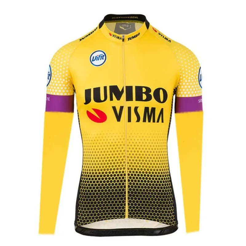 Najtaniej 2019 Jumbo Visma jazda na rowerze Jersey z długim rękawem odzież rowerowa MTB Ropa Maillot mężczyźni kobiety szybkie suche jesień zestawy Jersey