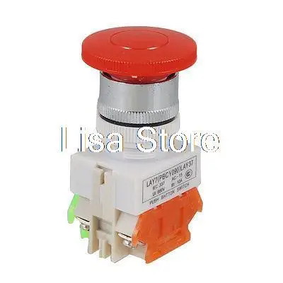 

1NO 1NC 600V 10A DPST Contact Red Mushroom Momentary Push Button Switch