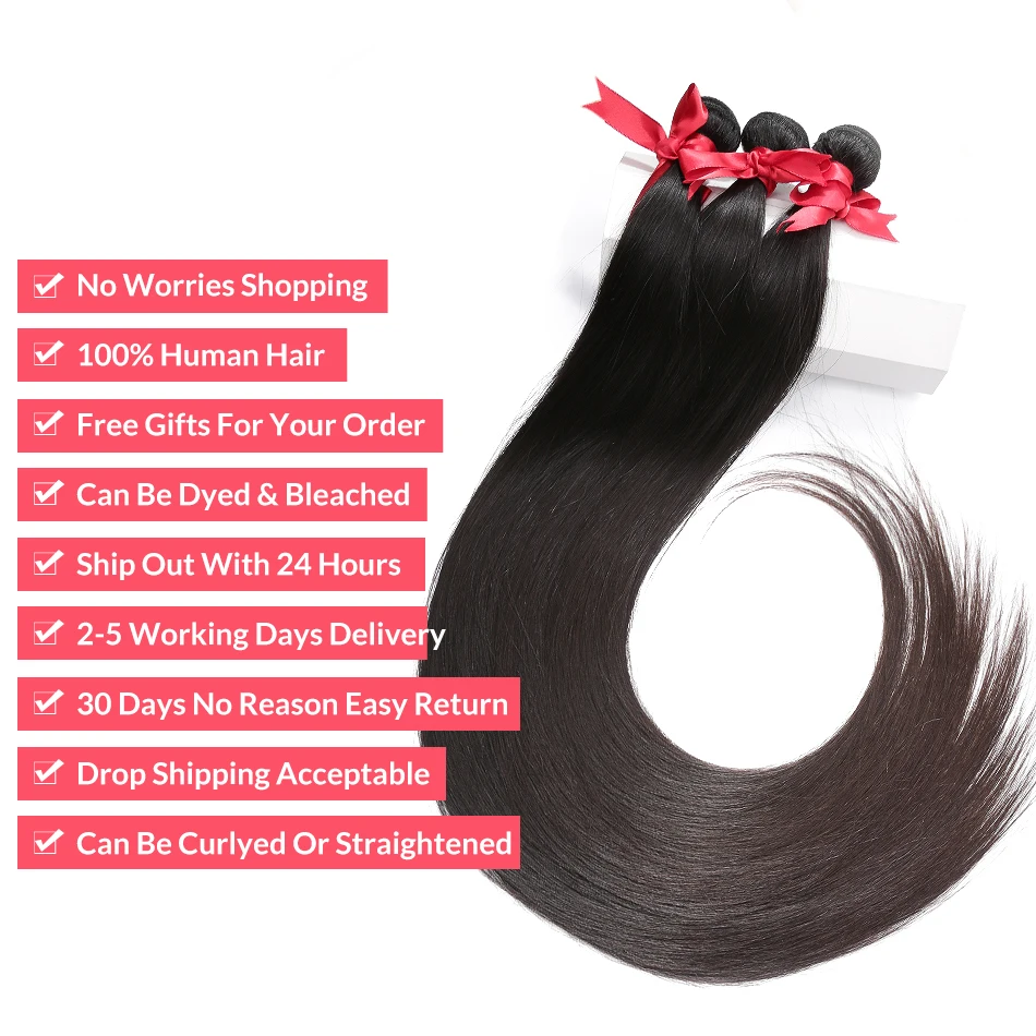 Luvin OneCut волосы прямые 8-28 30 32 дюймов Пряди бразильские волосы remy человеческие волосы ткет 3 4 пряди с закрытием для женщин