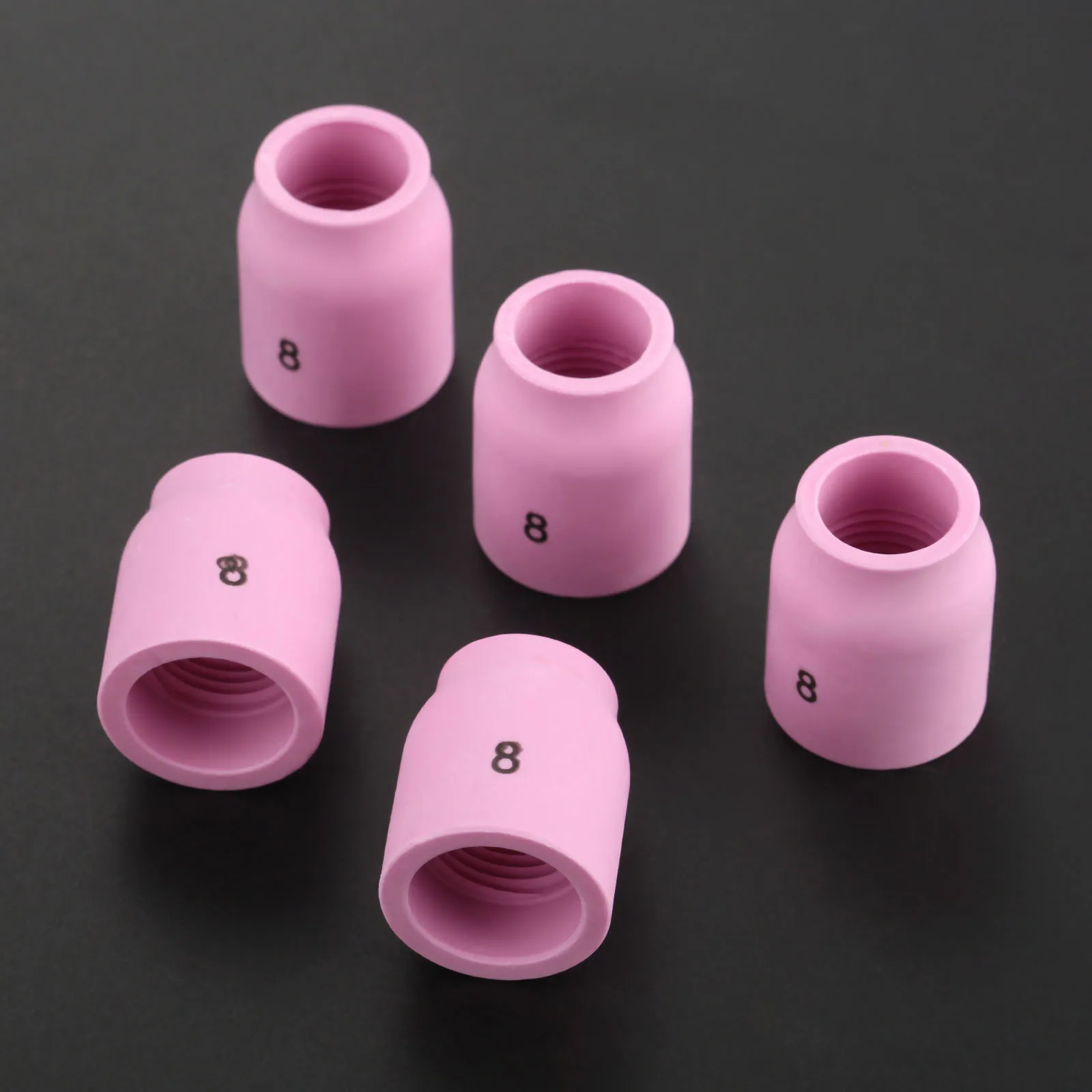 5X Pink Ceramic 53N61 8# Ceramic Cups Alumina Shield Cup TIG Welding Torch Nozzle Fits For WP-9 20 25