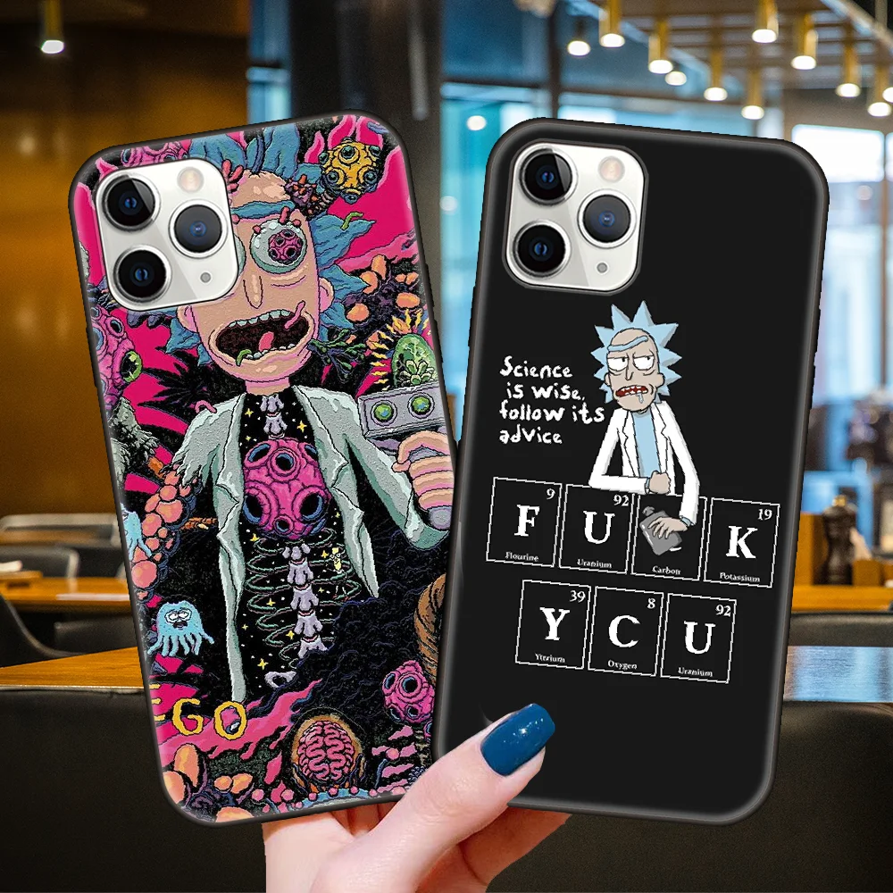 Phone Case For Apple Iphone 12 Pro Mini 11 XS Max X XR 6 6S 7 8 Plus 5 5S SE 2020 Black Cover Funda 3D Cute Ricks With Mortys