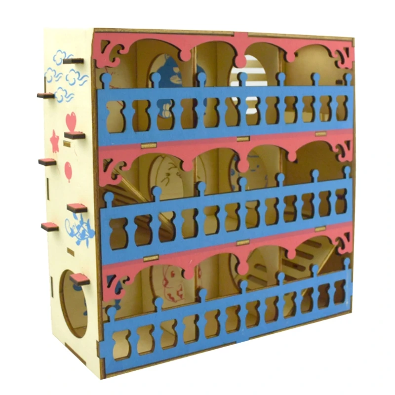 Hamster Maze Wooden Tube Tunnel Cage Seesaw House Swing Small Animals Pet Toys pet toys hamster toy small animals pet exercise toy hamster climbing toy