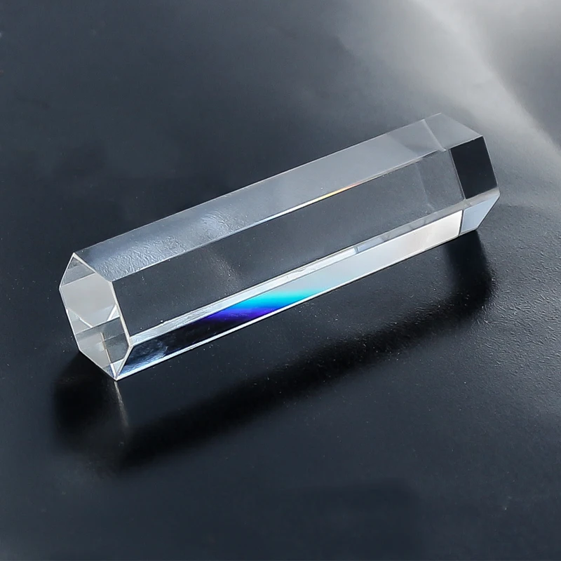 Optical Hexagonal Prism for Photography Seven-color Reflects Sunlight 15x62mm Light Guide Prism Physical Science Experiment