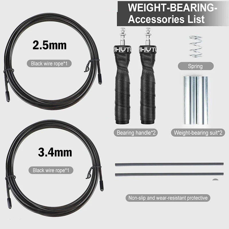 Adjustable Weighted Jump Rope Speed Skipping Rope for Fitness Workout Double Unders Crossfit jump rope