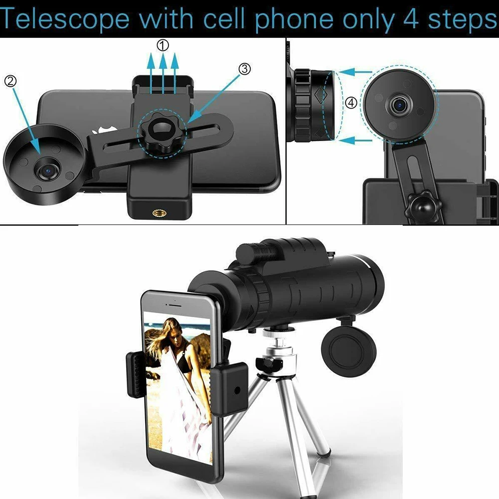 50x60 Открытый Кемпинг с треногой Туризм концертный телефон фотографирование HD оптический монокулярный телескоп клип портативный ночного видения
