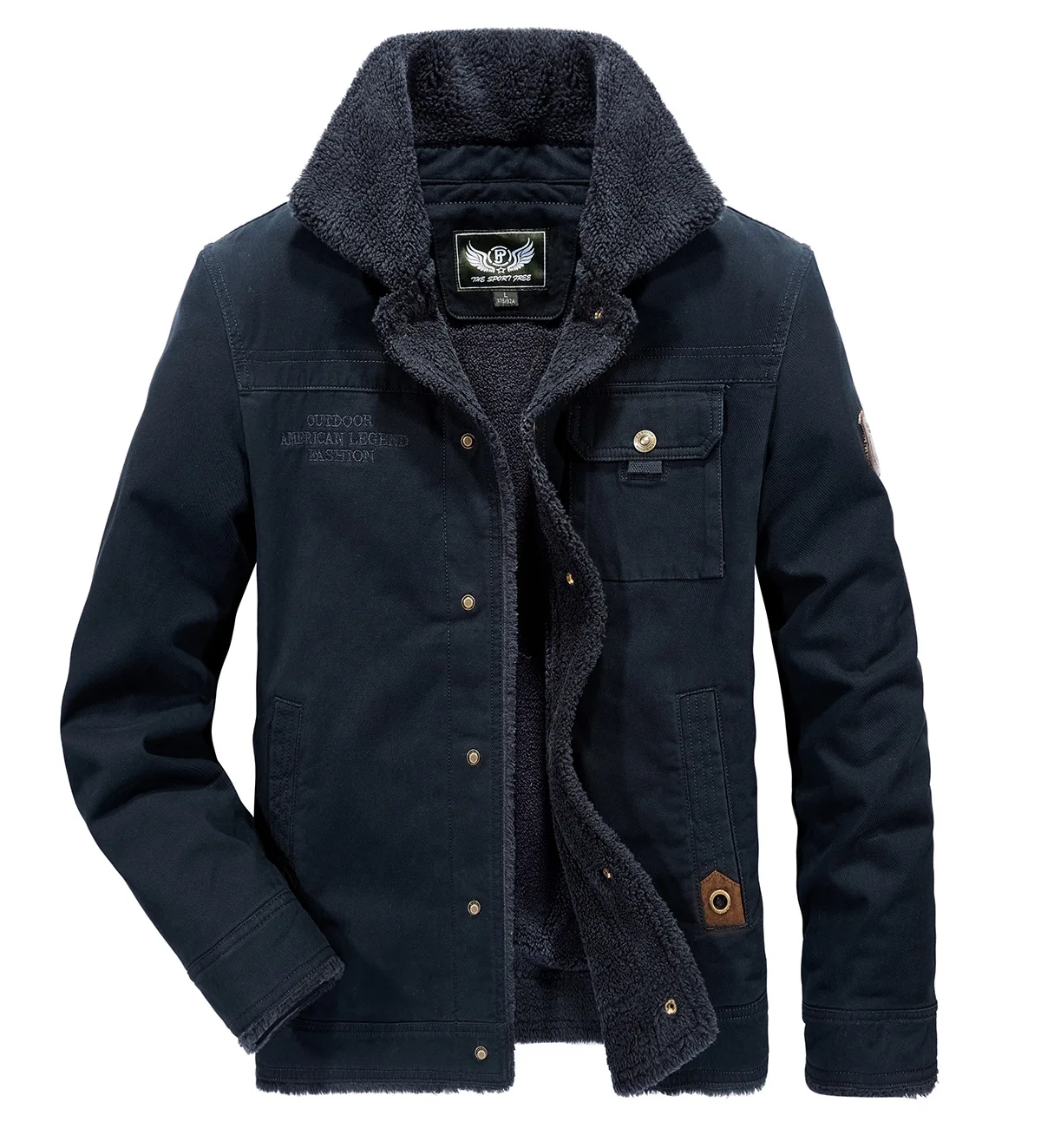 

Cross Border for Amazon AliExpress Brushed And Thick Coat Men's Loose-Fit Plus-sized Lambs Wool Coat Men's Army