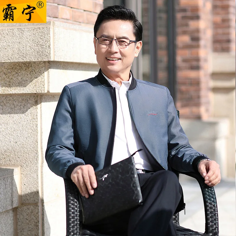 

2019 New Style Middle-aged Dad Loose-Fit-Thin Jacket 40 Spring And Autumn 50-Year-Old Middle Aged And Elderly People MEN'S Coat