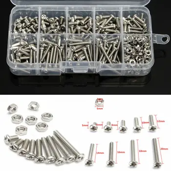 

340pcs M3 DIN7985 Stainless Steel Hex Screw Nuts Bolt Cap Socket Assortment Set