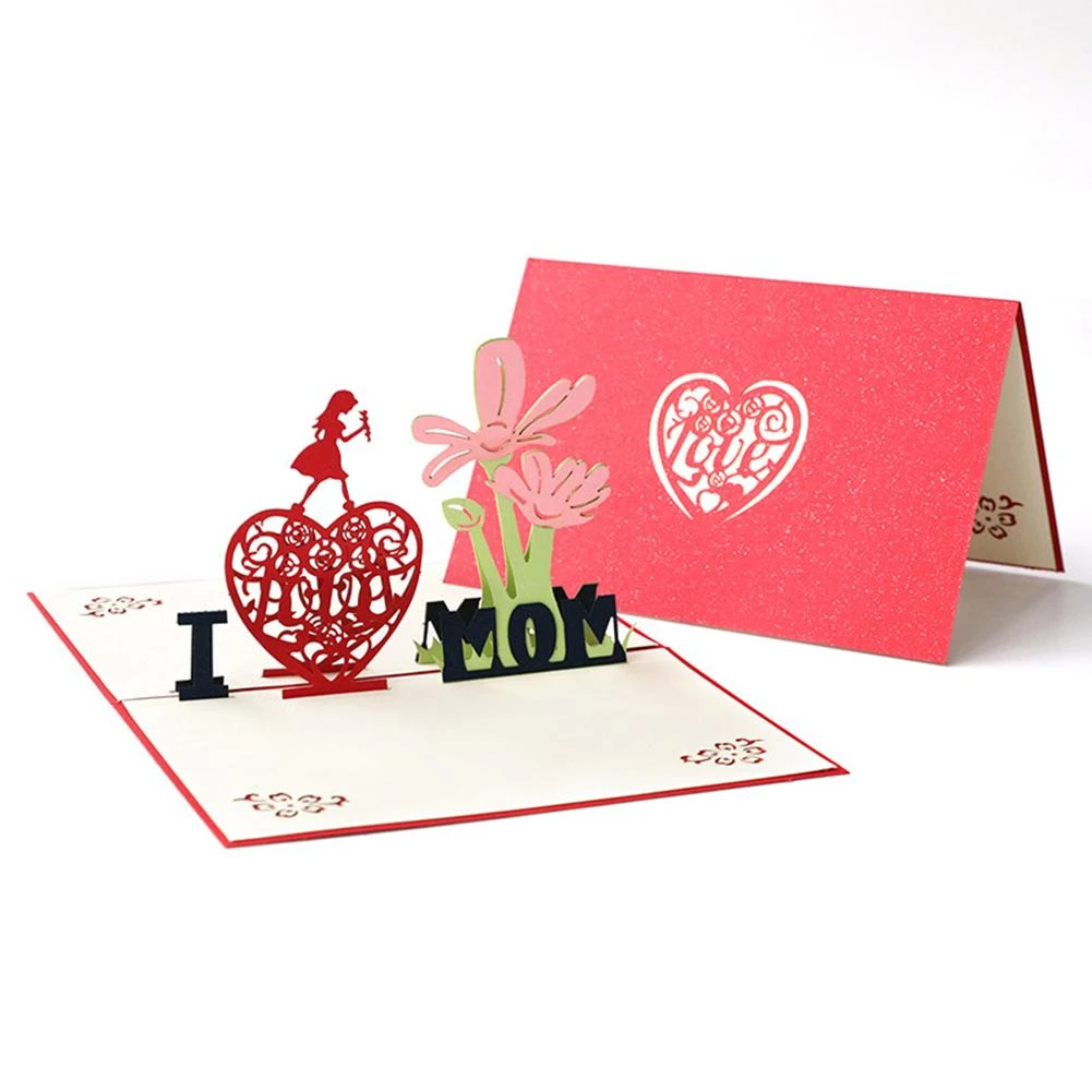 3d 手作り中空私は Mom ハートグリーティングカード母の日誕生日ギフト Cards Invitations Aliexpress