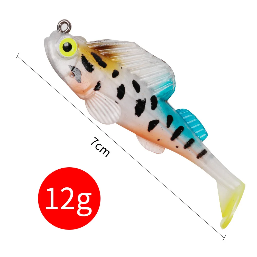 1 шт. мягкие свинцовые рыболовные приманки 7 см/12 г Jig Swimbait искусственные 3D Глаза рыболовные приманки с одним крюком Т-образный хвост рыболовные снасти