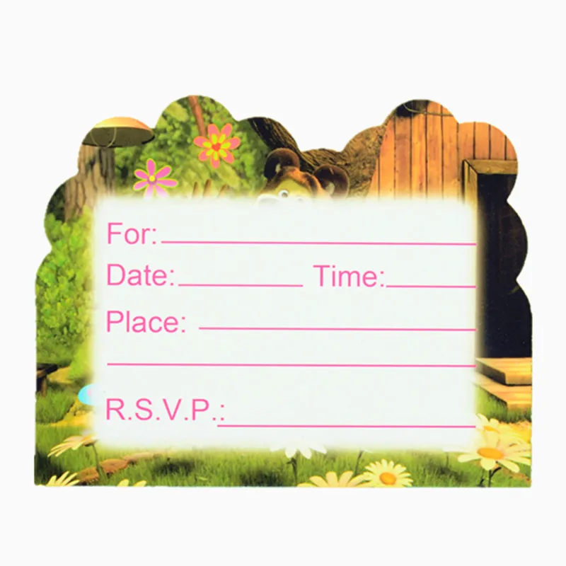 InvitationCard-10pcs 46*70 см, воздушные шары из фольги с изображением Маши и медведя для вечеринки в честь Дня Рождения, 3D вечерние воздушные шары для вечеринки в честь Дня Рождения, Детские воздушные шары с изображением флага, соломенные вечерние шары - Цвет: InvitationCard-10pcs