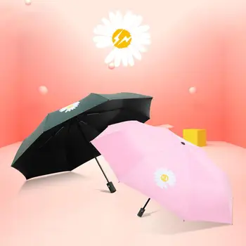 

UV Automatic umbrella rain women three fold thickened black glue sunscreen sun umbrella Green umbrella Clear women parasol Gift