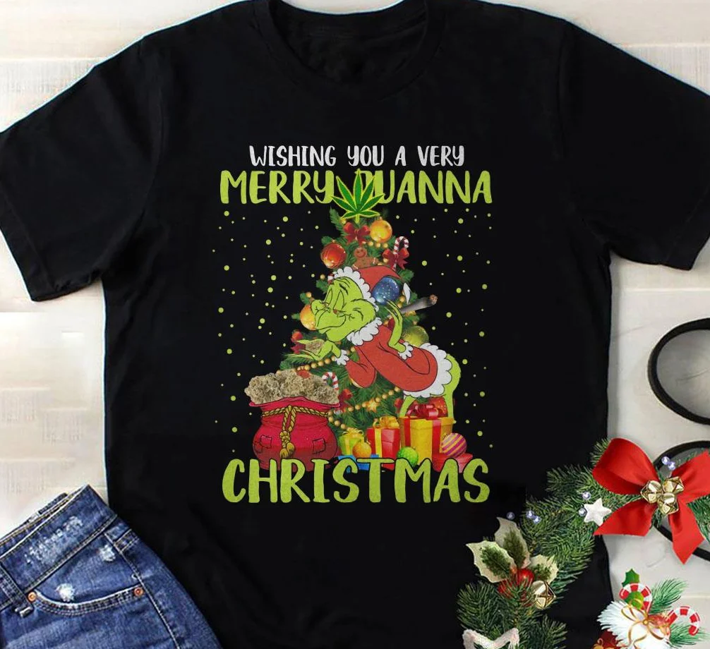 Grinch Wishing You Merry Guanna Christmas Мужская футболка