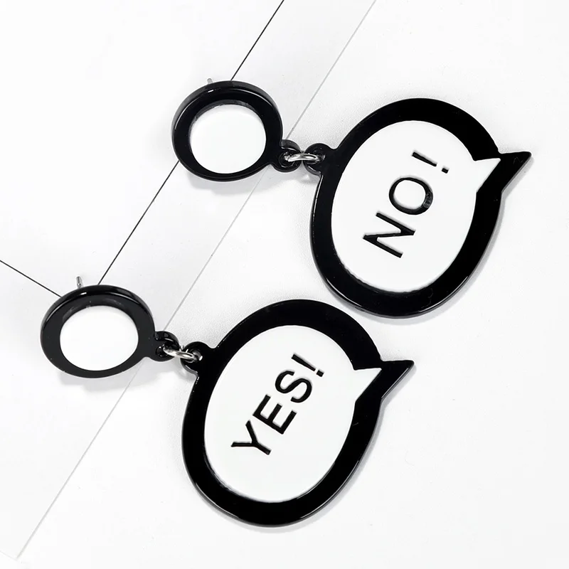 Cpop Creative Yes No Letter Acrylic Earrings Fashion Jewelry Girl Gift Personality Acetate Resin Earrings Women Accessories