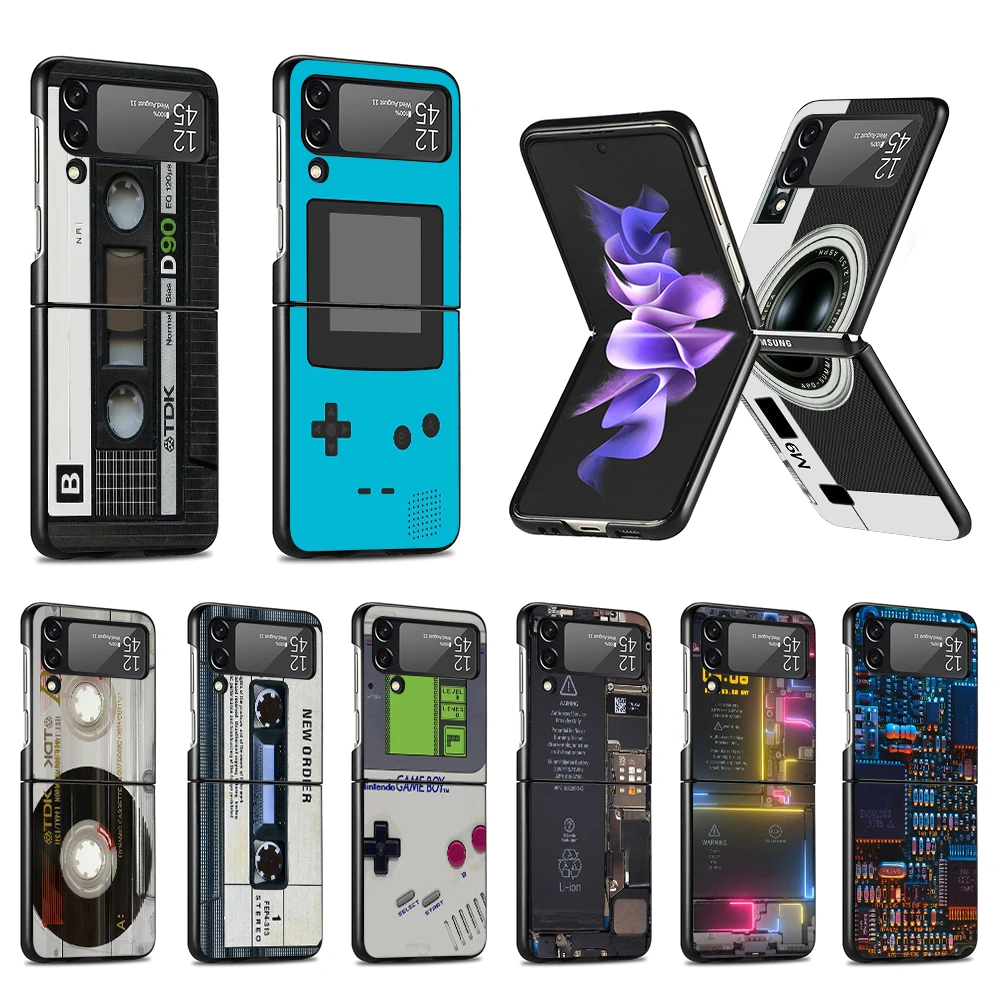 galaxy flip3 case Luxury Phone Case for Samsung Galaxy Z Flip3 5G Cases Black Hard Cover Z Flip 3 PC Coque Shell Zflip3 Capa Retro Camera Cassette galaxy z flip3 5g case