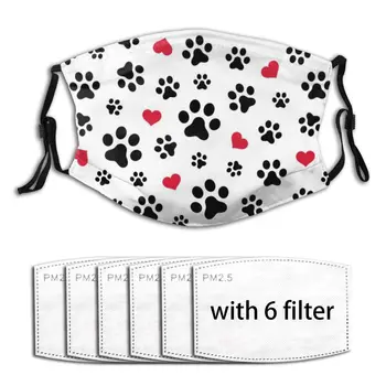 

Dogs And Cats Paws Heart Love Print Face Mouth Mask Cover Anti Dustproof Washable Reusable Adult Mouth Masks Mascarilla