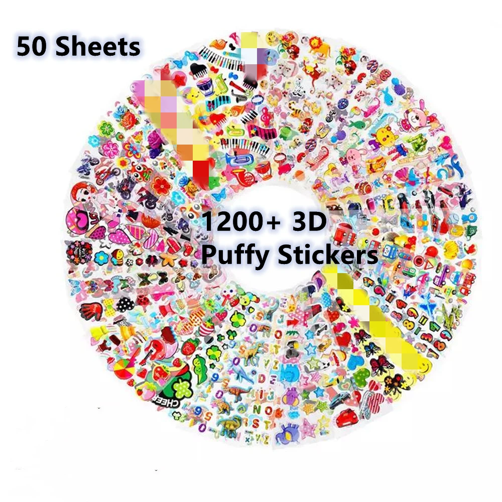 50 sheets/Лот Детские наклейки 3D Пышное оптом с героями мультфильма Зоопарк