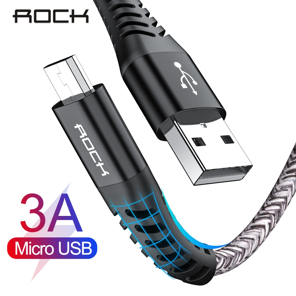 Кабель Micro USB ROCK 3A для быстрой зарядки Xiaomi Redmi LG Android | Мобильные телефоны и