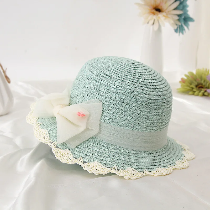StyleI H7413 детская Солнцезащитная шляпа весна лето девушки солнцезащитный бант Соломенная шляпка Дети Открытый Защита от солнца на пляже Анти-ультрафиолетовый милые шляпы - Цвет: StyleI