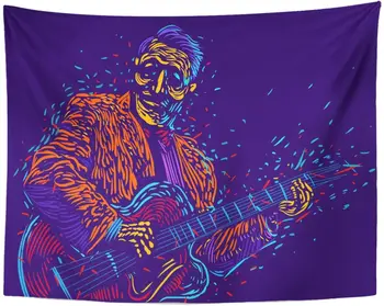 

Black Music Musician with Guitar Guitarist Player Abstract Large Strokes of Paint Blues Fun Tapestry Home Decor Wall Hanging