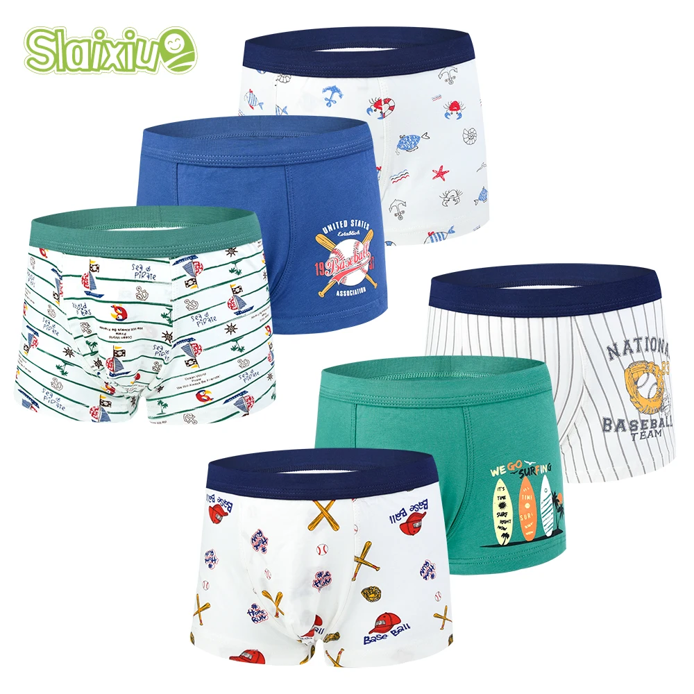 

6Pcs/lot Kids Underwear Boxer Briefs For Boys Cotton Soft Organic Teenager Clothes Underpant Short Children's Pants