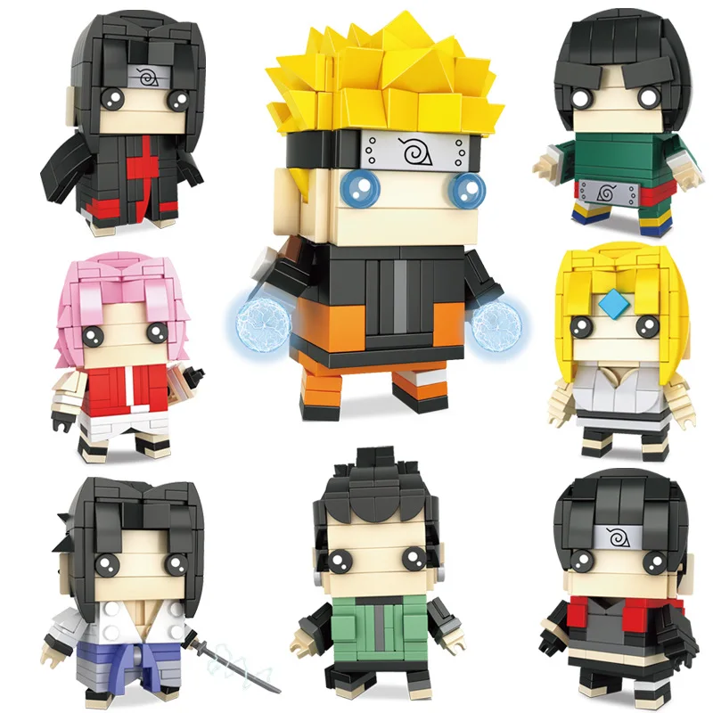 

Japan Anime Rock Lee NARUTOES Itachi Sasuke Sakura Shikamaru Tsunade Sai building block big head ninja toys bricks for gifts
