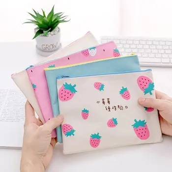 

Document bag bill zipper cute student canvas tutorial bag stationery storage clip pen bag School Office Supplies Organizer Bag