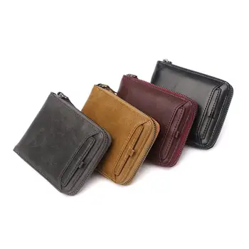 

Multifunctional short wallet Men's Luxury Leather Short Zipper Wallet Card Banknote Coin Credit ID Holder U9Q8