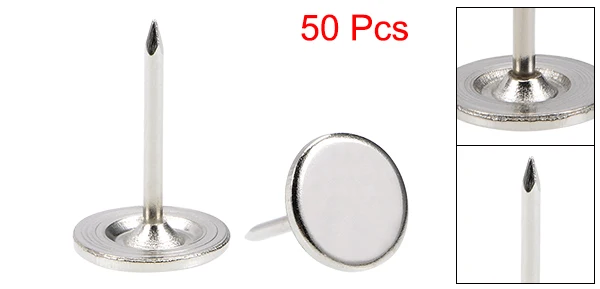 Silver Tone 50pcs Uxcell 50/100/150/200 шт. мебельные гвозди Tacks 11 мм x 17 мм с плоским носком мебель гвозди пальцы серебро/золото/под бронзу - Цвет: Silver Tone 50pcs