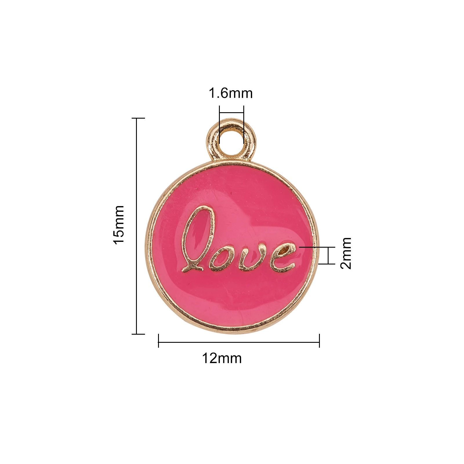 60Pcs/box Alloy Enamel Flat Round with Word Love Charms Pendants for Women DIY Necklace Earrings Jewelry Making Accessories
