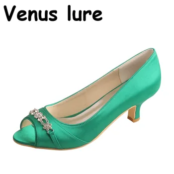 

23 Colors Party Shoes for Women Green Color Open Toe Evening Pumps Size 8