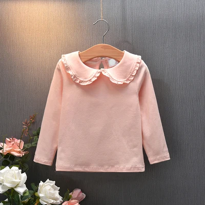 Блузки для девочек хлопковые детские топы, осенняя школьная блузка для девочек Детская весенняя одежда рубашка для девочек Рубашка с длинными рукавами для малышей, 73-130 - Цвет: fenmi