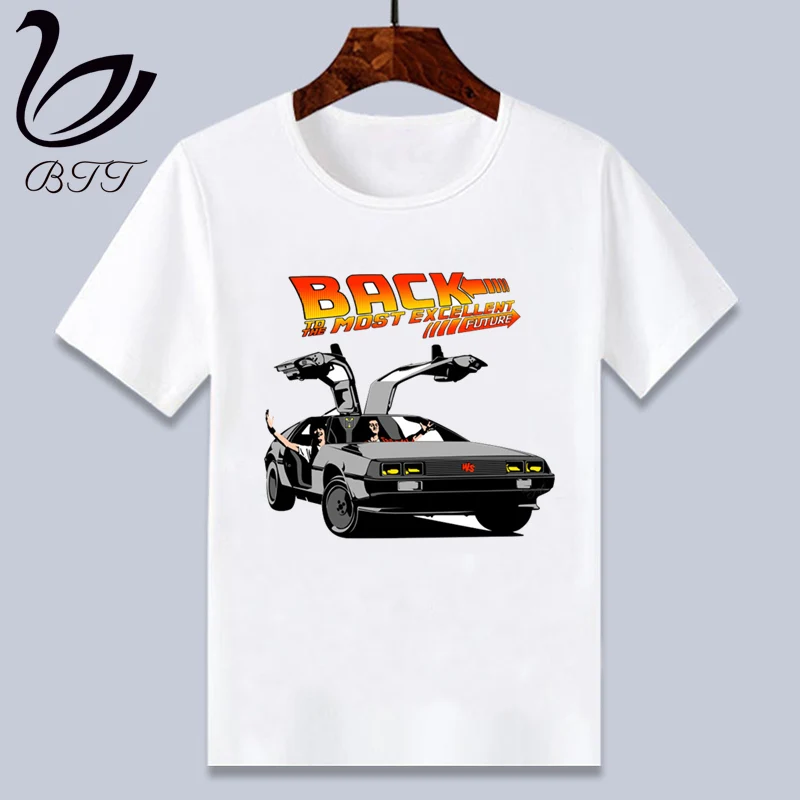 DMC Delorean/футболка с забавным принтом «Назад в будущее» Футболки для мальчиков, Детская футболка с короткими рукавами детские футболки с принтом детская одежда
