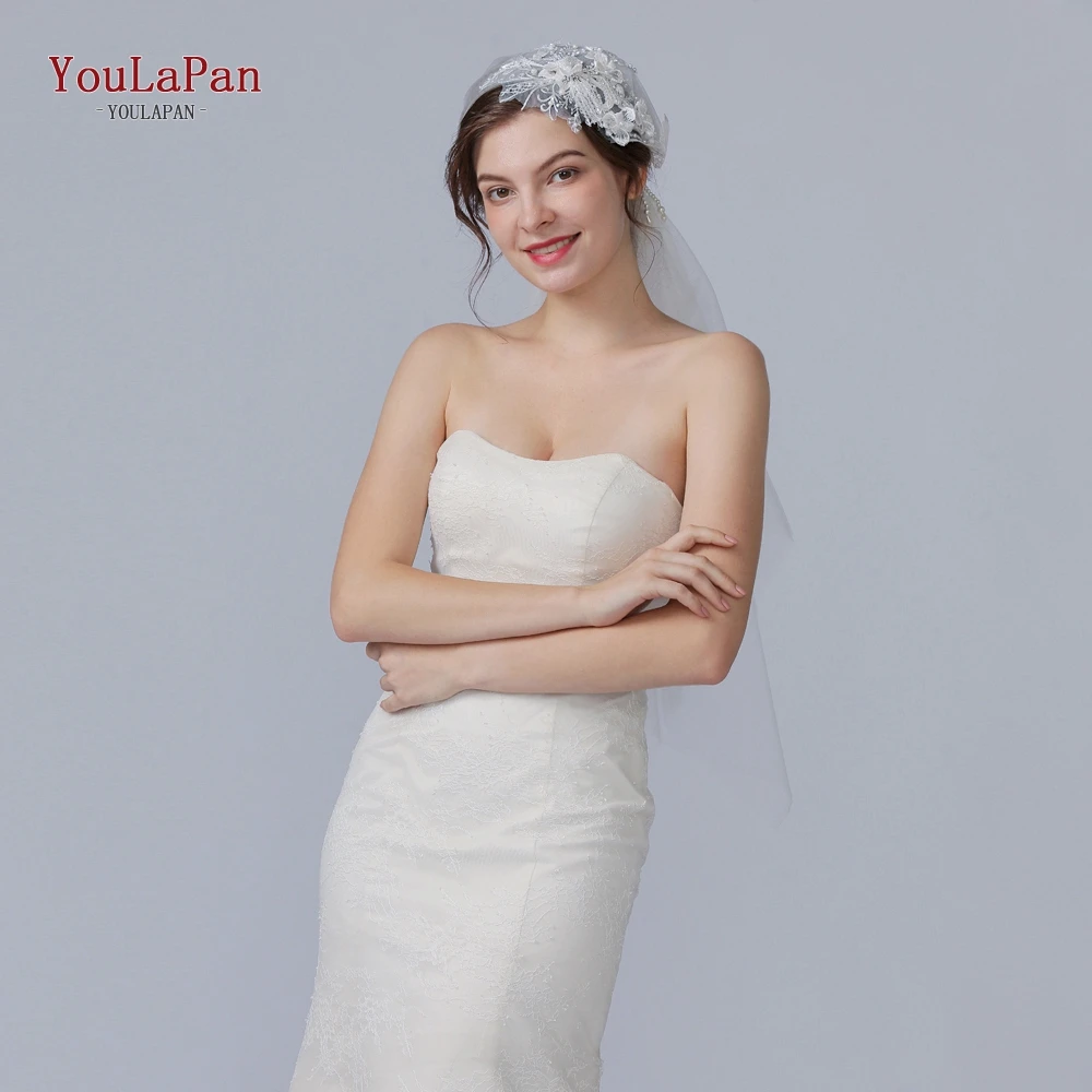 YouLaPan V16 модная свадебная вуаль с жемчугом, тюль, свадебная вуаль с бисером и жемчугом, аксессуары для невесты, женская вуаль с бисером и расческой