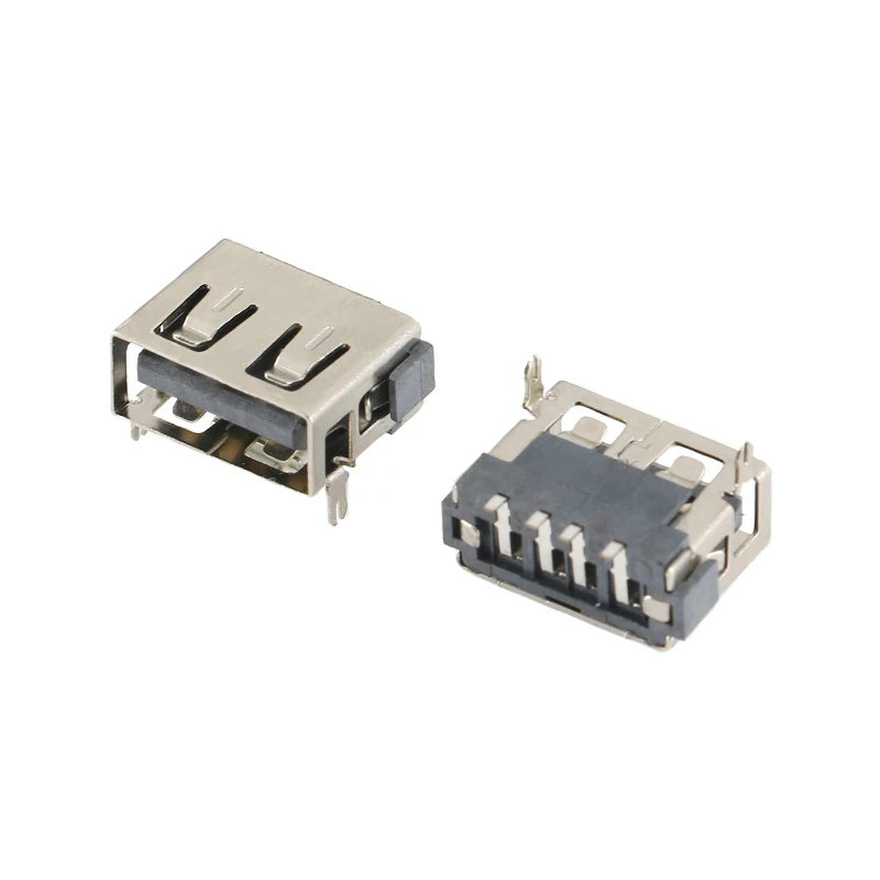 10 шт./партия Тип A женский USB 2,0 короткий корпус 4 Pin 2 ноги 90 вставка прямой зарядки данных штекер гнездовой разъем с патроном провода