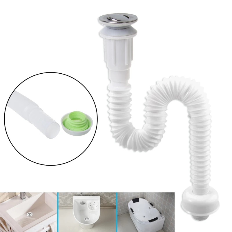 

Universal Kitchen Cover Up Basin Sink Water Strain with Flexible Flume Pipe Kit Sink Waste Drain Bath Filter Waste Drainer